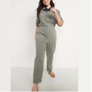 Old Navy Women's Sage Long Sleeve Jean Utility Jumpsuit NWT